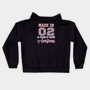 Made in 02..18 years of being awesome..18th birthday gift idea Kids Hoodie